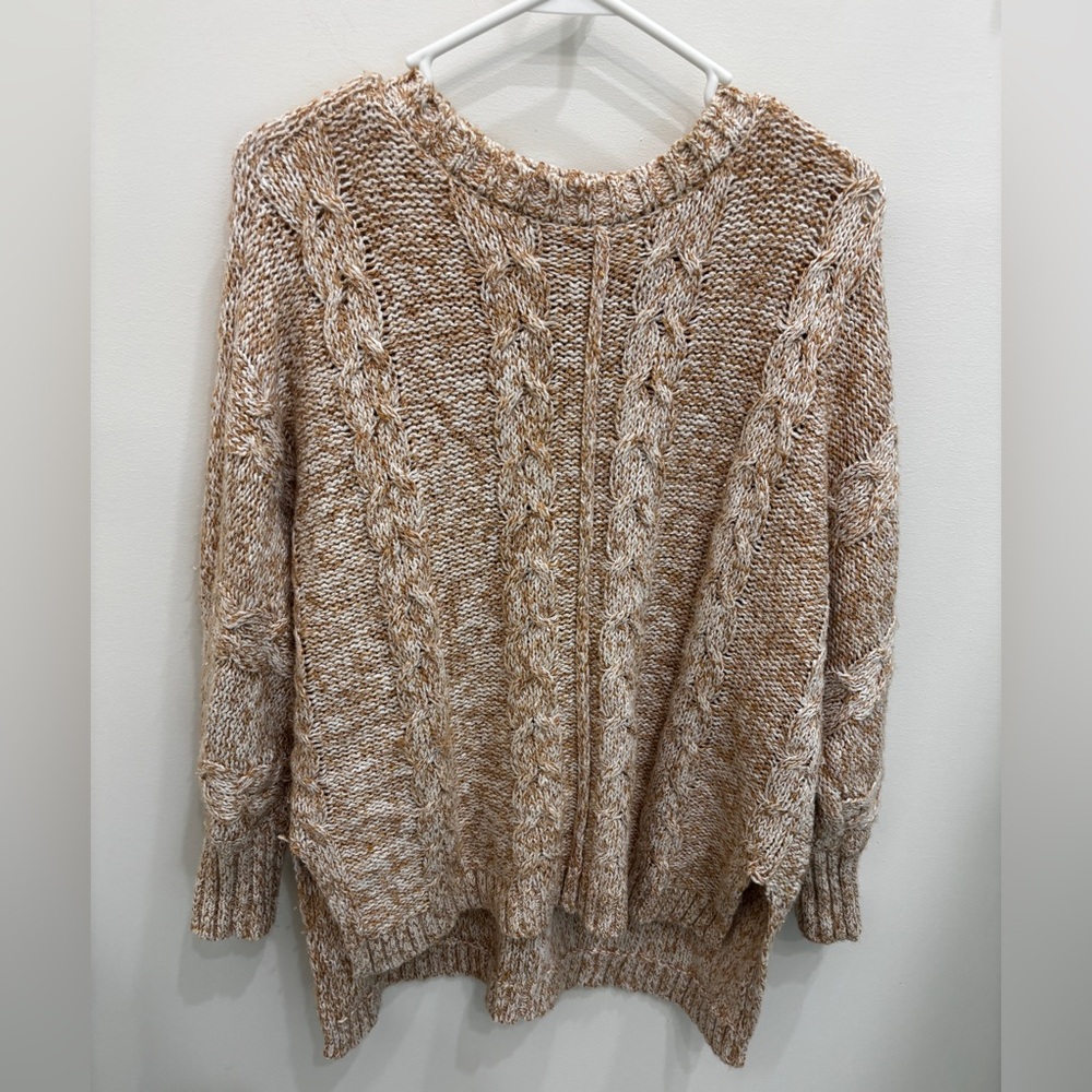 Loft Cozy Cable Knit Sweater tan